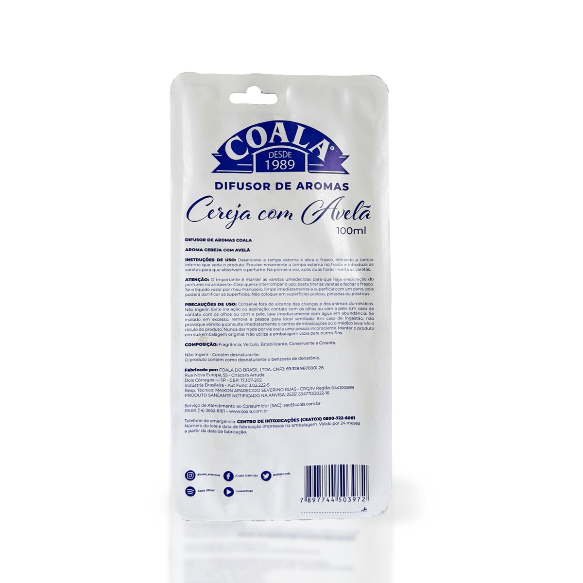 Difusor de Aromas Cereja com Avelã Coala 100ml - e - dona