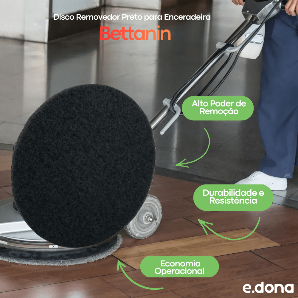 Disco Removedor Preto para Enceradeira 350mm Bettanin - e - dona