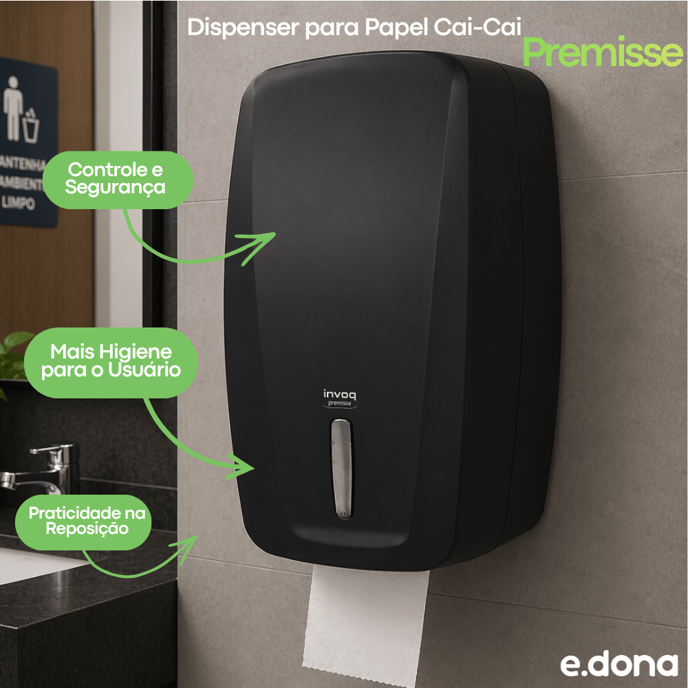 Dispenser para Papel Cai - Cai Invoq Preto Premisse - e - dona