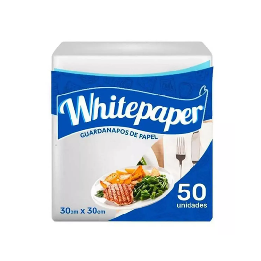 Guardanapo de Papel Folha Dupla White Paper 30 cm x 30 cm Premium - Pacote com 50 Unidades
