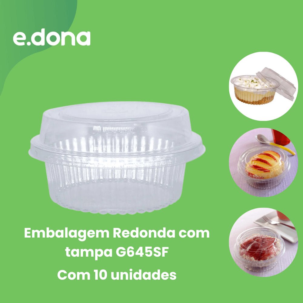 Embalagem Redonda com tampa G645SF Galvanotek com 10 unidades de 120ml Ideal para doces - e - dona