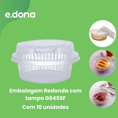 Embalagem Redonda com tampa G645SF Galvanotek com 10 unidades de 120ml Ideal para doces - e - dona
