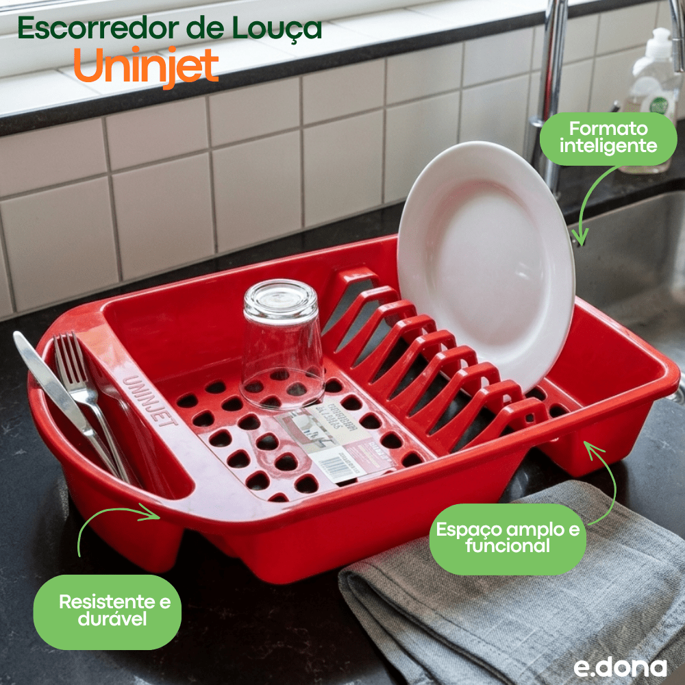 Escorredor de Louça Vermelho Uninjet - e - dona