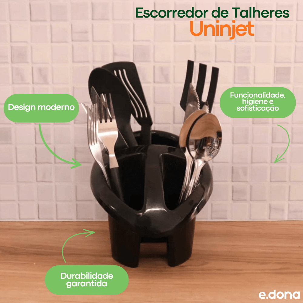 Escorredor de Talheres Preto Uninjet - e - dona