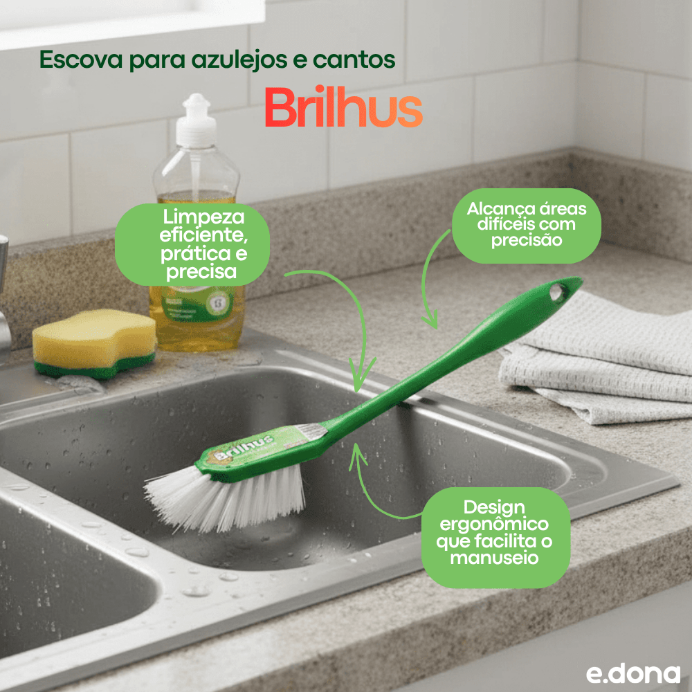 Escova para azulejos e cantos Brilhus - e - dona