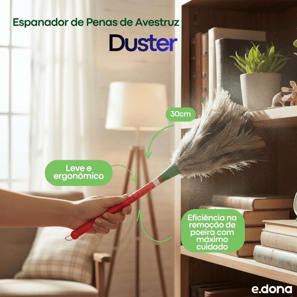 Espanador de Penas de Avestruz MD 30cm Duster - e - dona