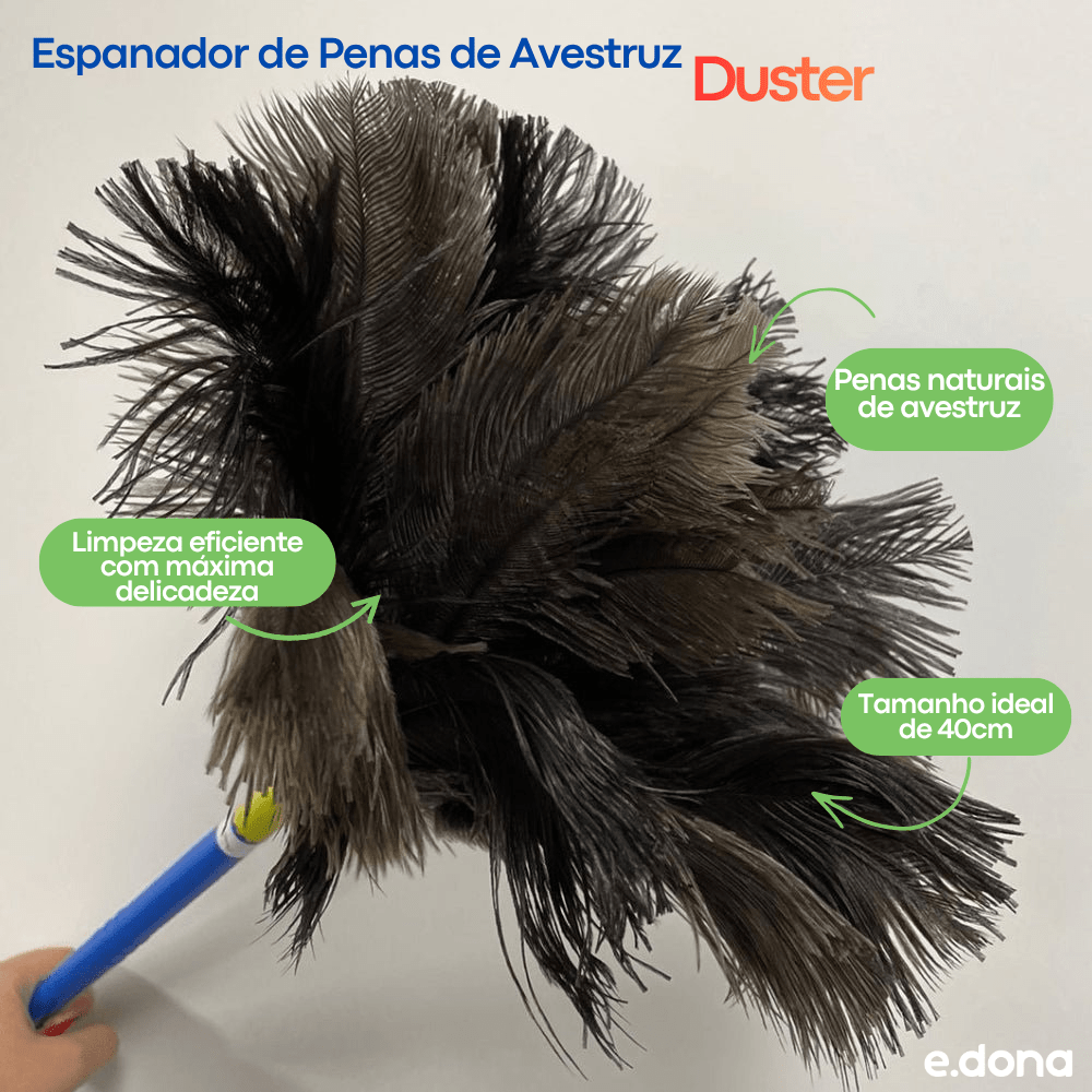 Espanador de Penas de Avestruz MD 40cm Duster - e - dona