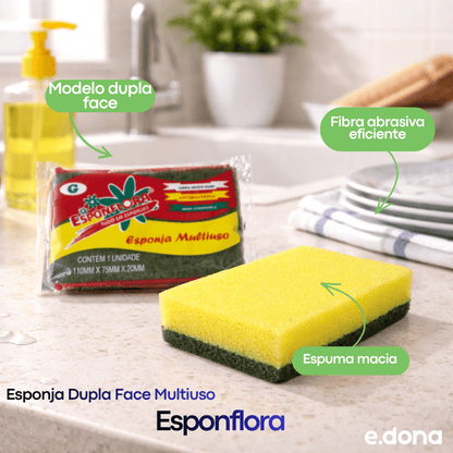 Esponja Dupla Face Multiuso Esponflora - e - dona