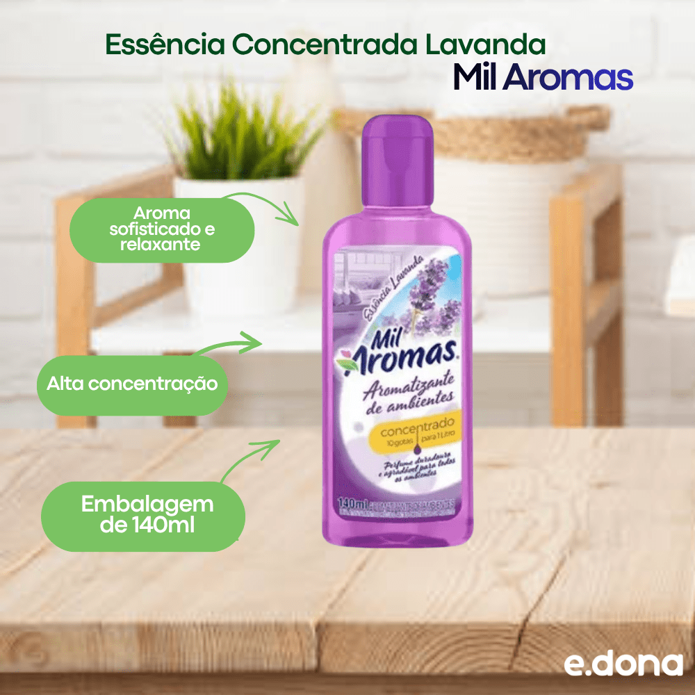 Essência Concentrada Lavanda Mil Aromas 140ml com 3 unidades - e - dona