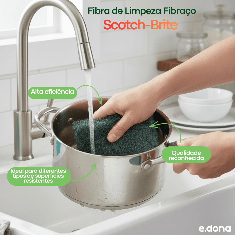 Fibra de Limpeza Fibraço Scotch - Brite - 5 Unidades - e - dona