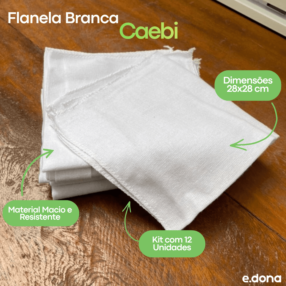 Flanela Caebi Branca 28x28 - e - dona