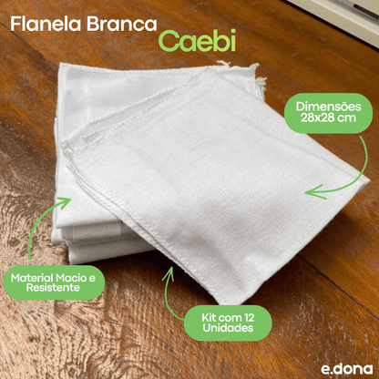 Flanela Caebi Branca 28x28 - e - dona