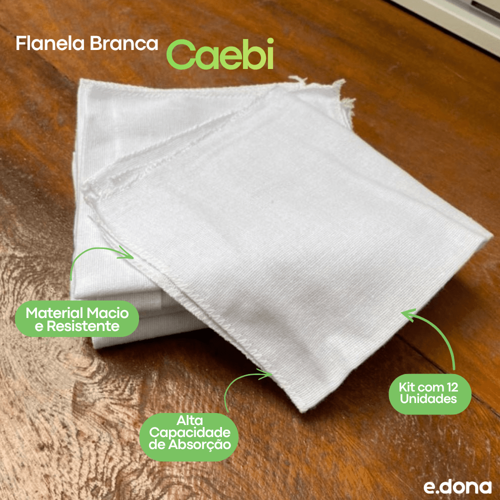 Flanela Caebi Branca 28x38 - e - dona