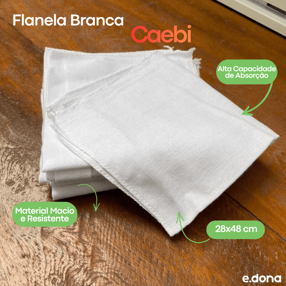 Flanela Caebi Branca 28x48 - e - dona