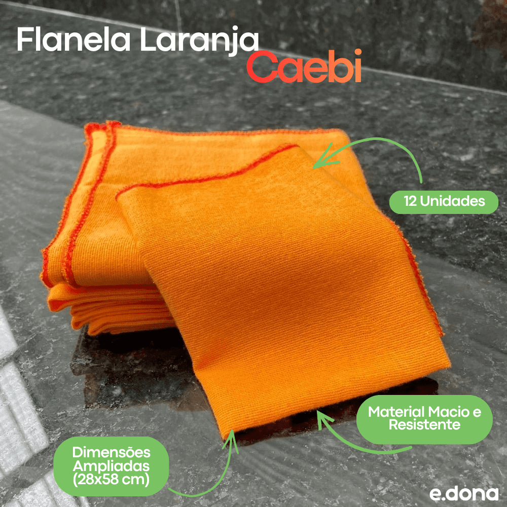 Flanela Laranja Caebi 28x58 - e - dona