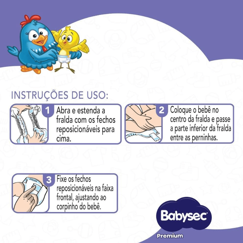 Fralda Babysec Premium Mega M com 32 unidades - 5 a 9,5kg - e - dona