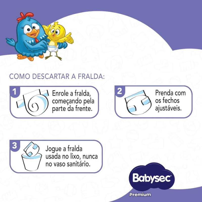 Fralda Babysec Premium Mega M com 32 unidades - 5 a 9,5kg - e - dona