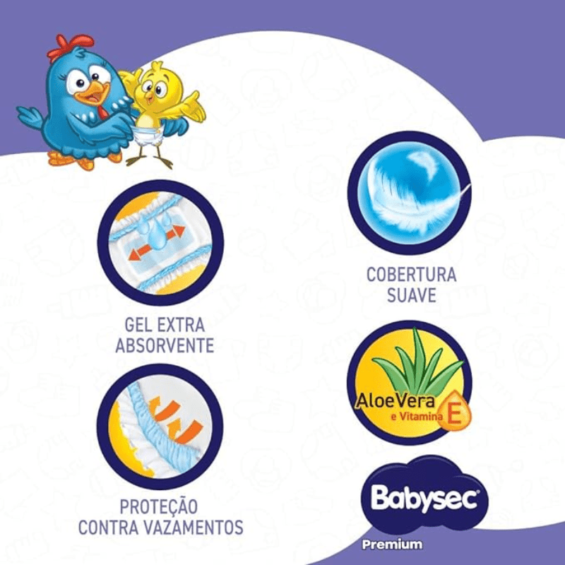 Fralda Babysec Premium Mega M com 32 unidades - 5 a 9,5kg - e - dona
