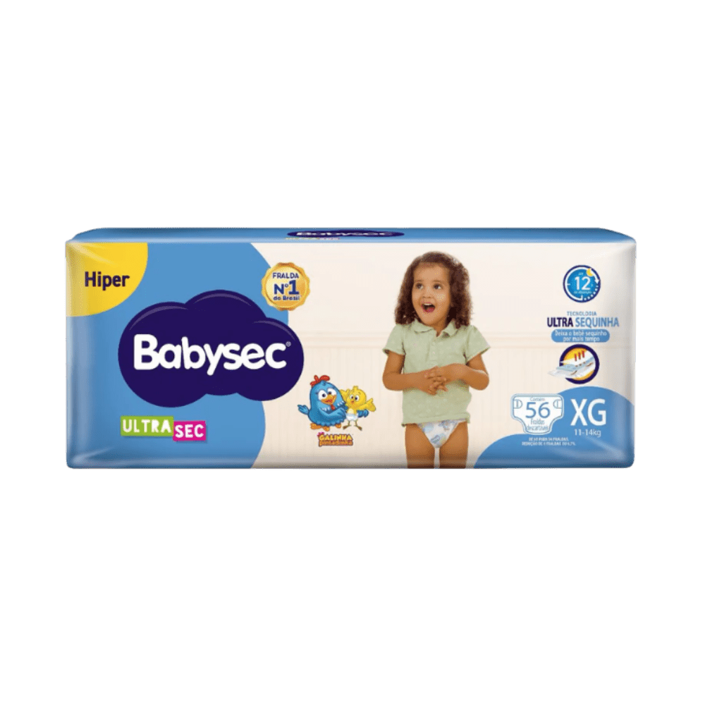 Fralda Babysec Ultrasec Hiper XG com 56 unidades - 11 a 14kg - e - dona