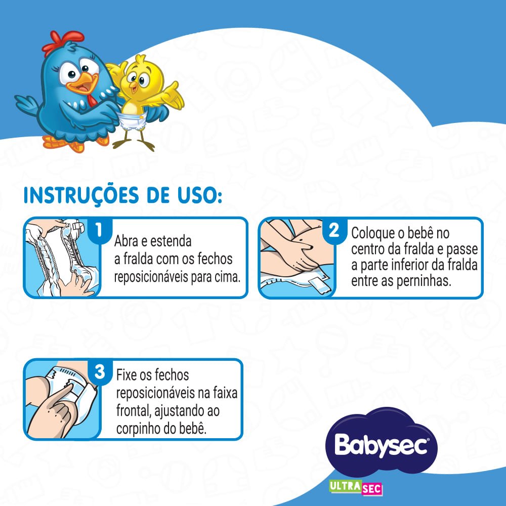 Fralda Babysec Ultrasec Mega P com 42 unidades - até 6kg - e - dona