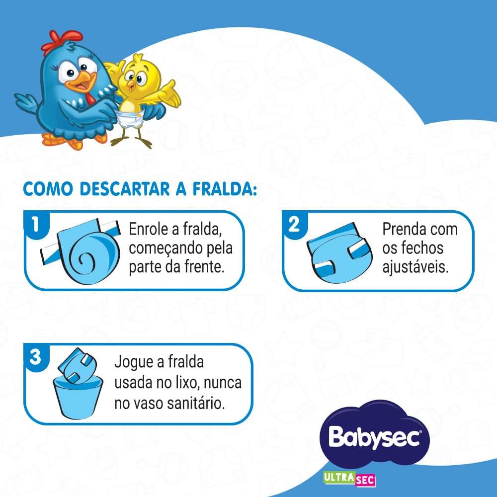 Fralda Babysec Ultrasec Mega P com 42 unidades - até 6kg - e - dona