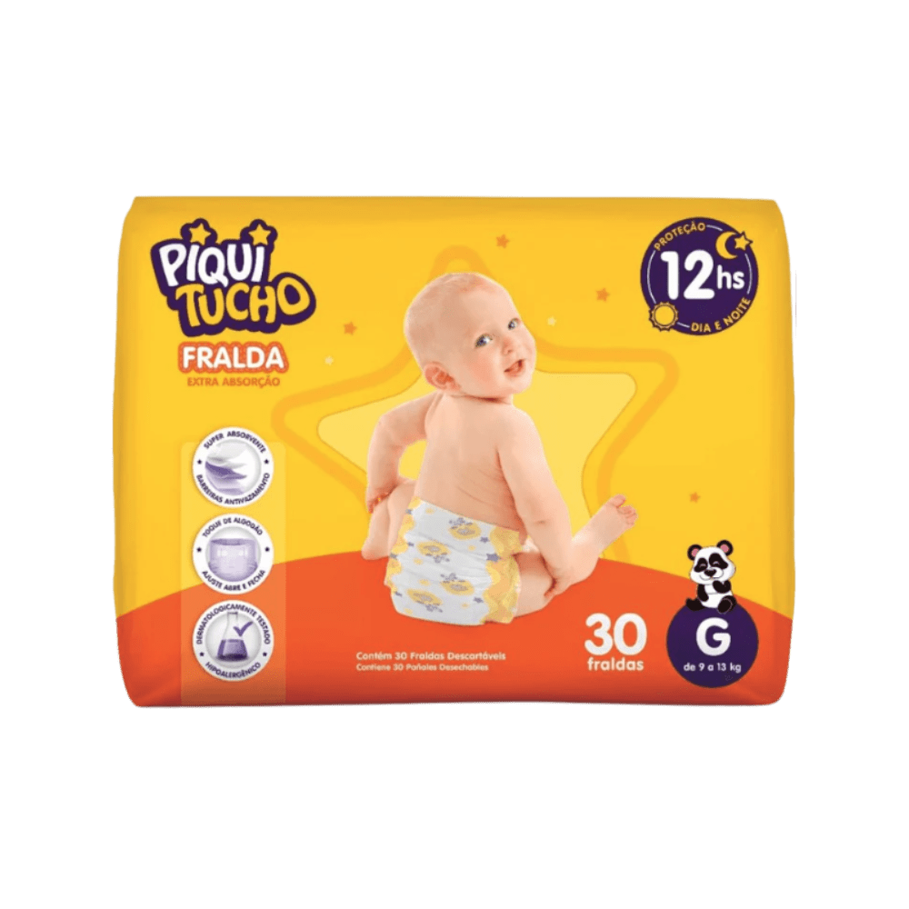 Fralda Cremer Piquitucho Mega G com 30 Unidades - e - dona