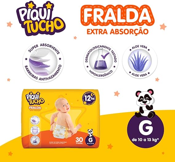Fralda Cremer Piquitucho Mega G com 30 Unidades - e - dona