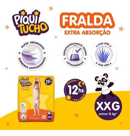 Fralda Piquitucho Mega XXG com 20 Unidades - e - dona