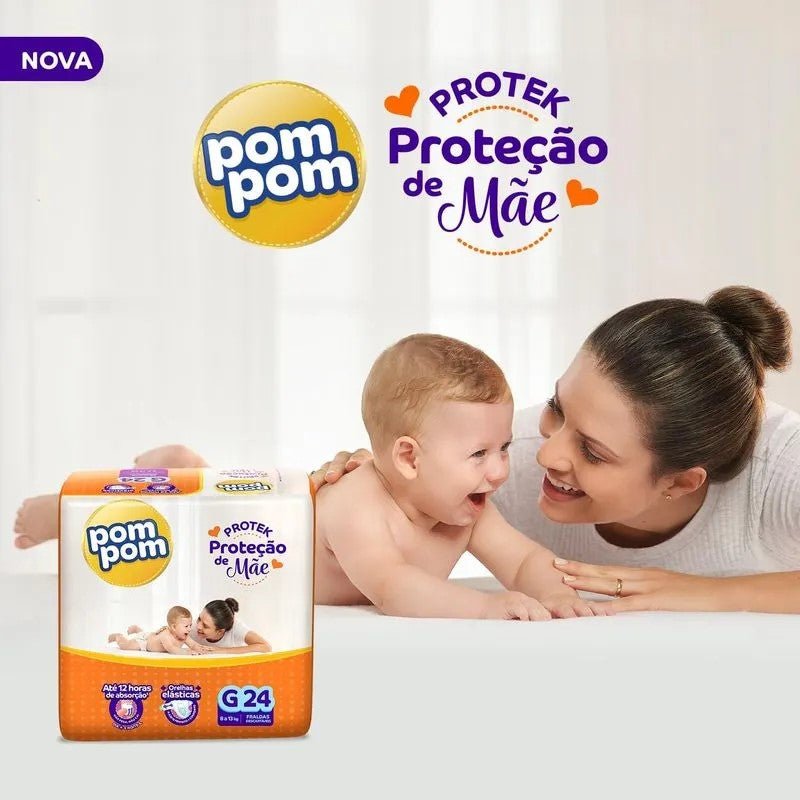 Fralda Pom Pom Protek G com 24 unidades - 8 a 13 kg - e - dona