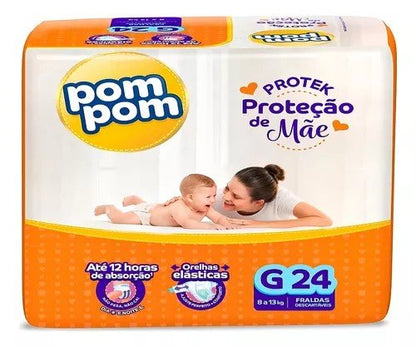 Fralda Pom Pom Protek G com 24 unidades - 8 a 13 kg - e - dona