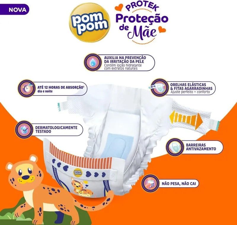 Fralda Pom Pom Protek G com 24 unidades - 8 a 13 kg - e - dona