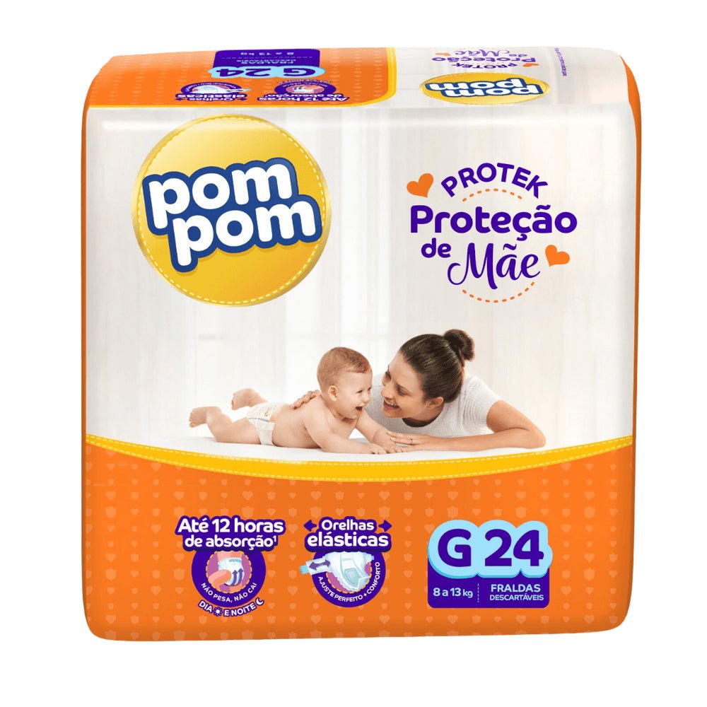 Fralda Pom Pom Protek G com 24 unidades - 8 a 13 kg - e - dona