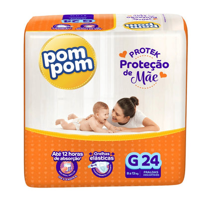 Fralda Pom Pom Protek G com 24 unidades - 8 a 13 kg - e - dona