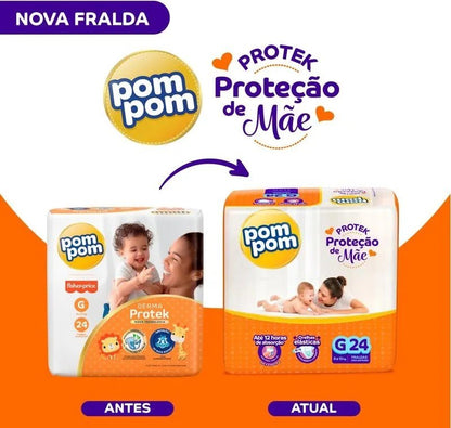Fralda Pom Pom Protek G com 24 unidades - 8 a 13 kg - e - dona
