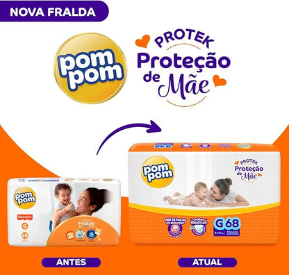 Fralda Pom Pom Protek G com 68 unidades - 8 a 13 kg - e - dona
