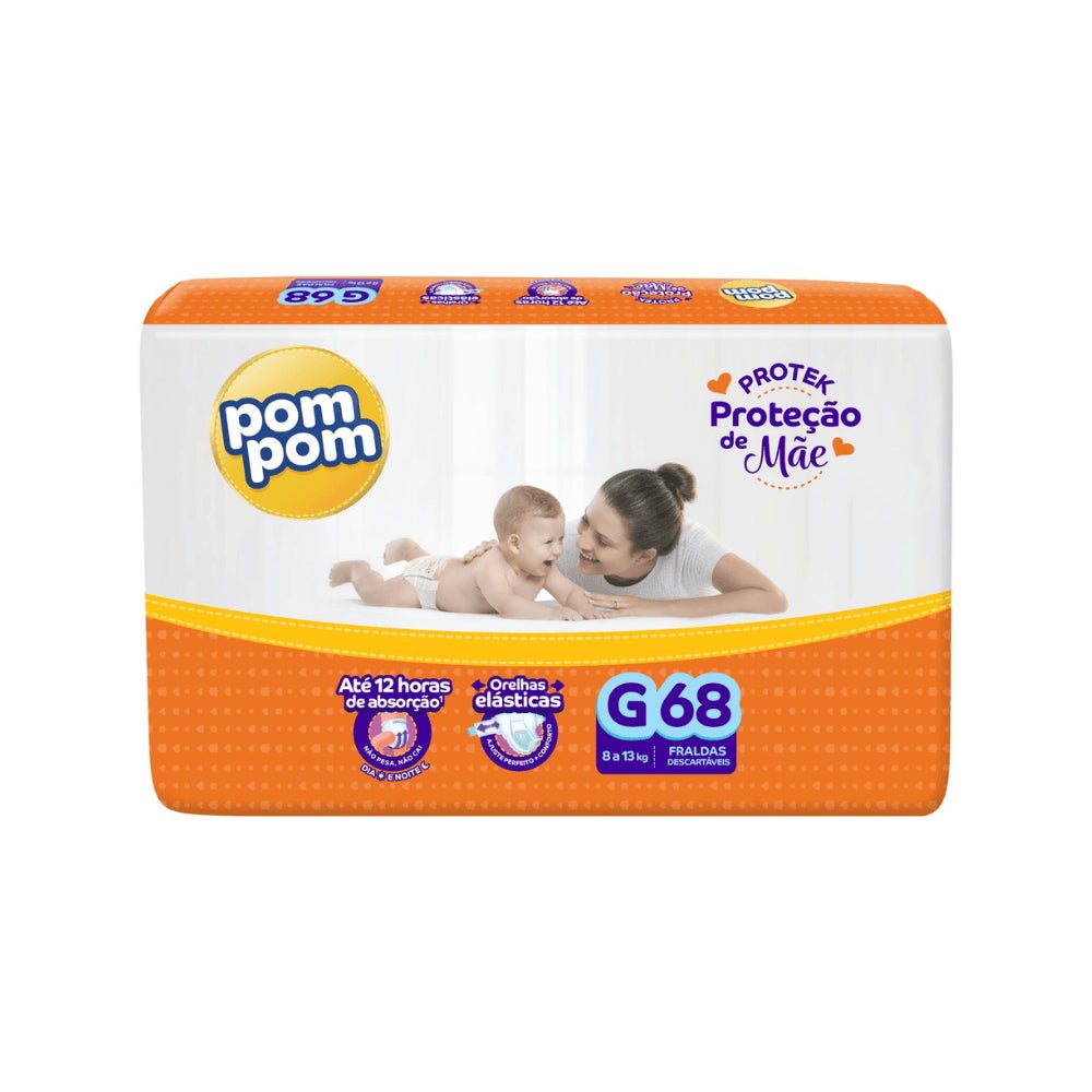 Fralda Pom Pom Protek G com 68 unidades - 8 a 13 kg - e - dona