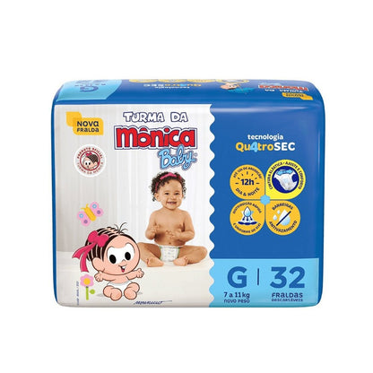 Fralda Turma da Mônica Baby G com 32 unidades - 7 a 11 kg - e - dona