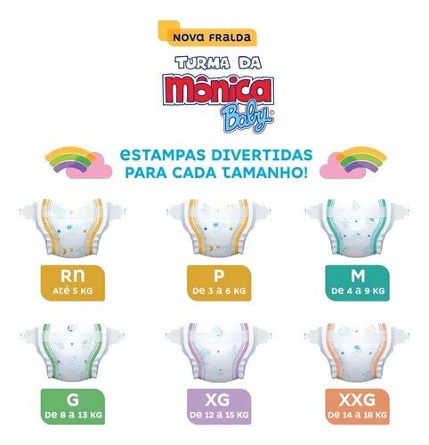 Fralda Turma da Mônica Baby G com 32 unidades - 7 a 11 kg - e - dona