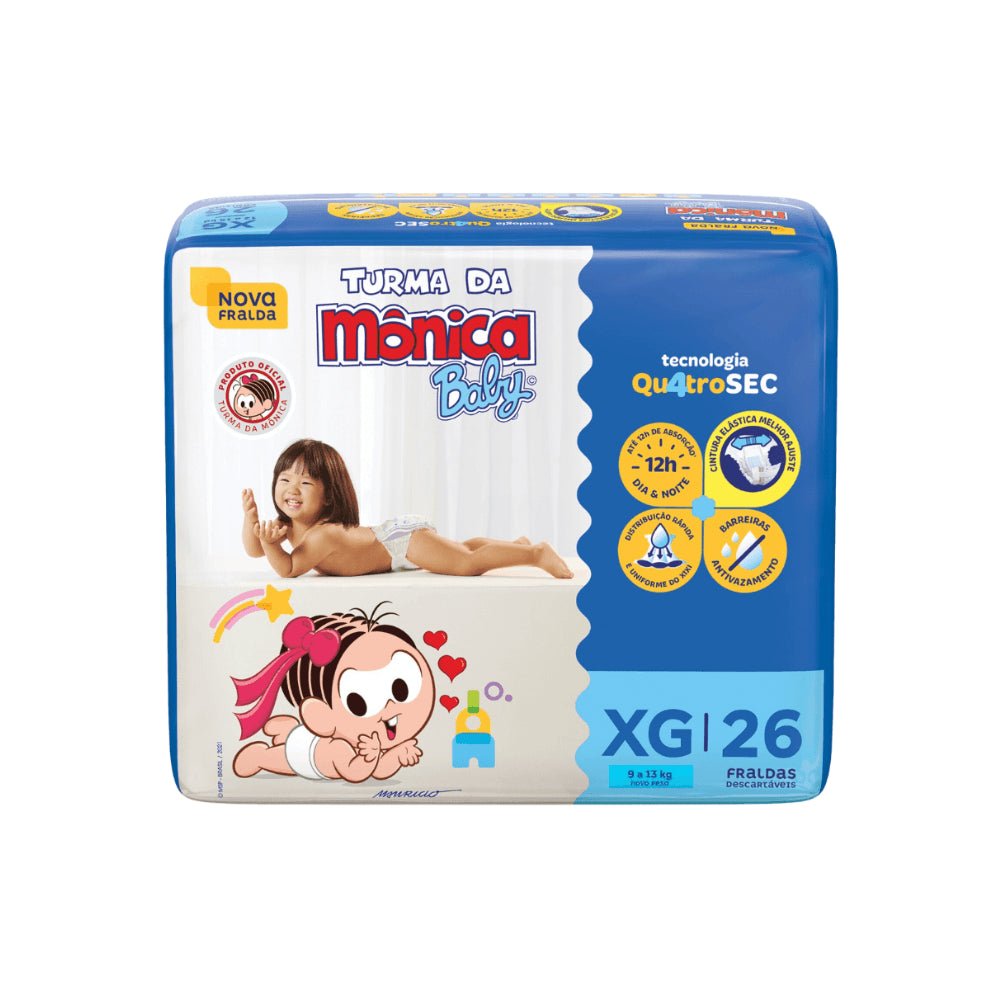 Fralda Turma da Mônica Baby XG com 26 unidades - 9 a 13 kg - e - dona