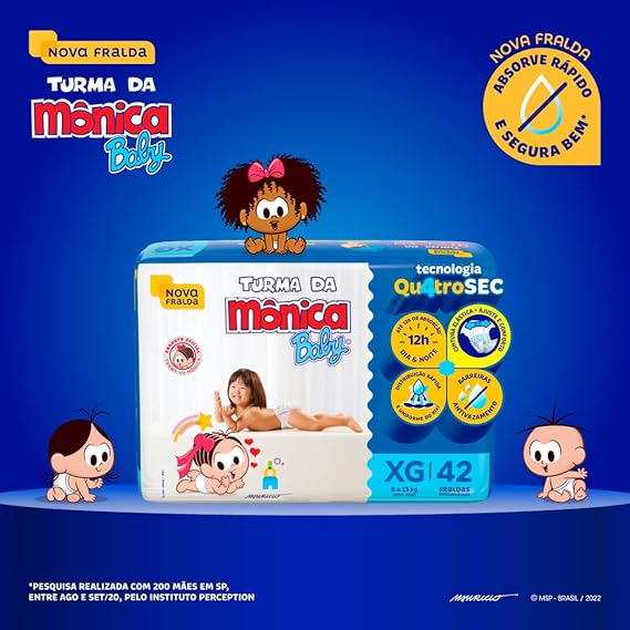 Fralda Turma da Mônica Baby XG com 26 unidades - 9 a 13 kg - e - dona