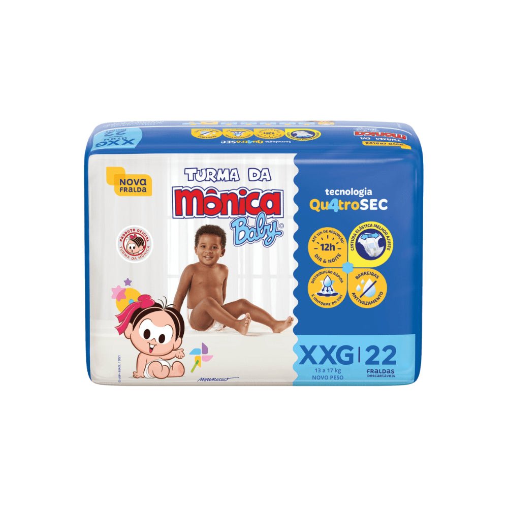 Fralda Turma da Mônica Baby XXG com 22 unidades - 13 a 17 kg - e - dona