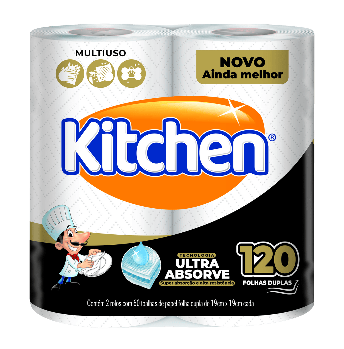 Papel Toalha para Cozinha Kitchen - 2 Rolos