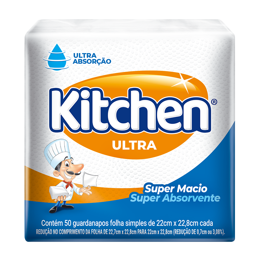 Guardanapo 22,7x22,8cm Folha Simples Kitchen - 50 Folhas