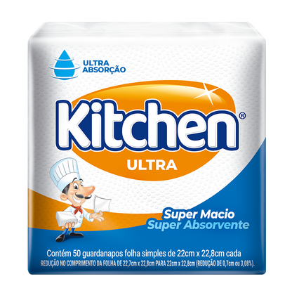 Guardanapo 22,7x22,8cm Folha Simples Kitchen - 50 Folhas