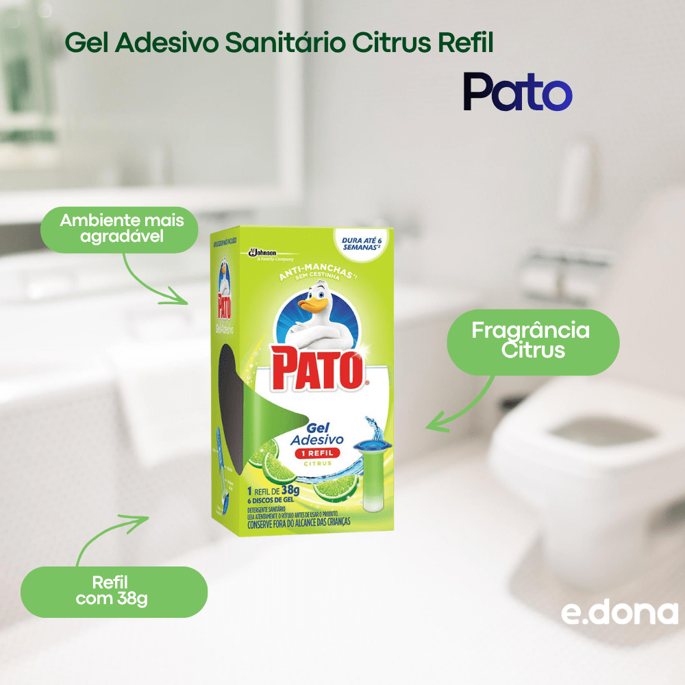 Gel Adesivo Sanitário Citrus Refil Pato 38g - 6 aplicações - e - dona
