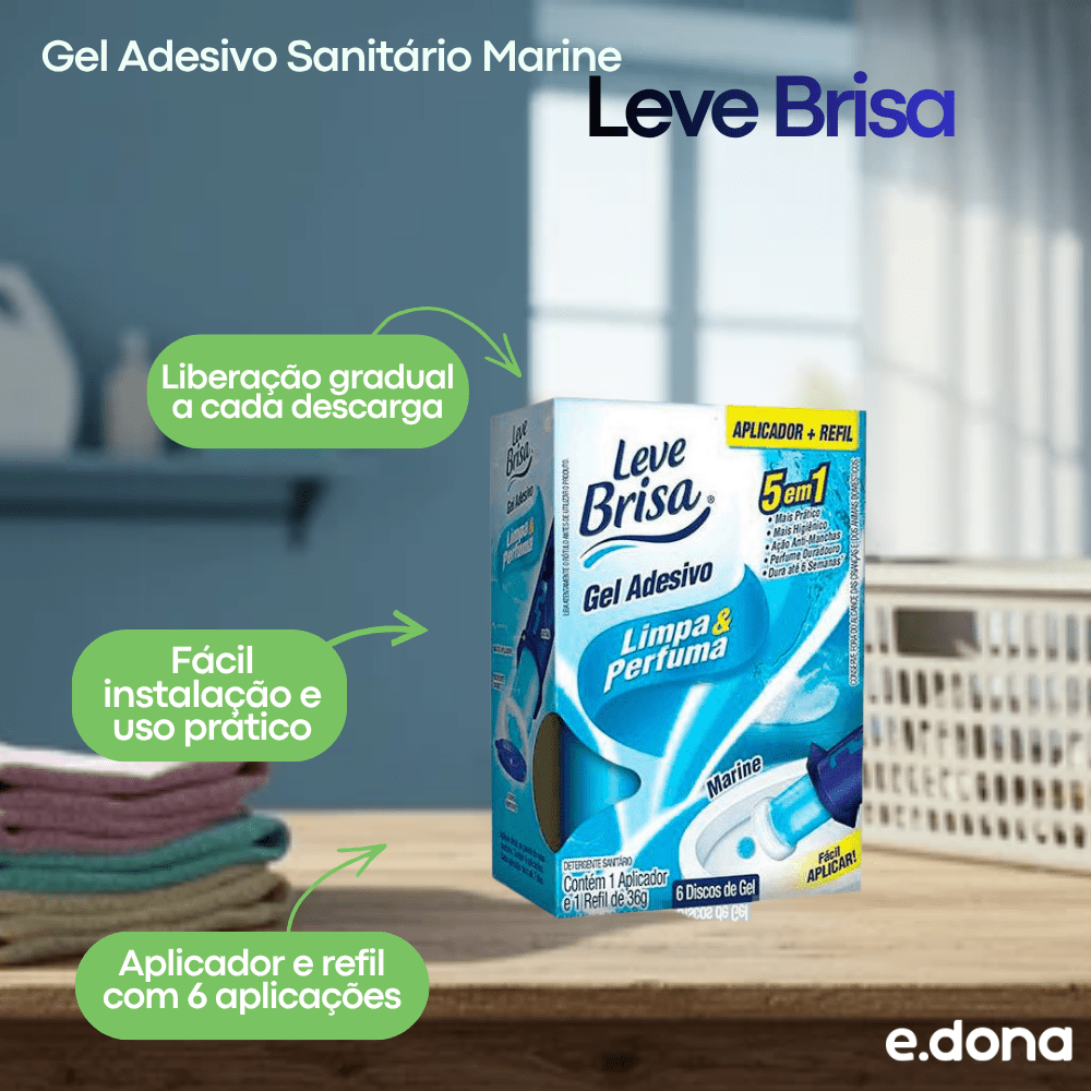Gel Adesivo Sanitário Marine Leve Brisa aplicador e refil com 6 aplicações - e - dona