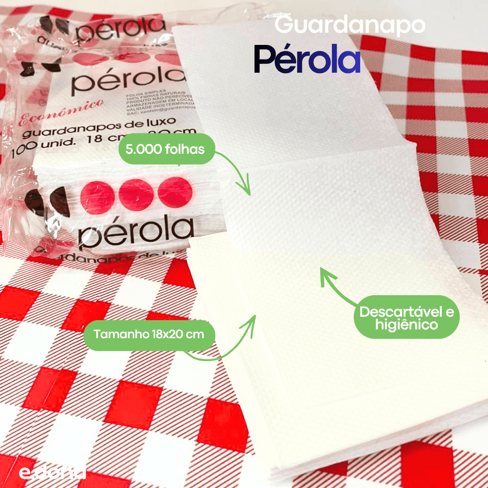 Guardanapo 18x20 folha simples Pérola com 5.000 folhas - e - dona
