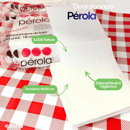 Guardanapo 18x20 folha simples Pérola com 5.000 folhas - e - dona