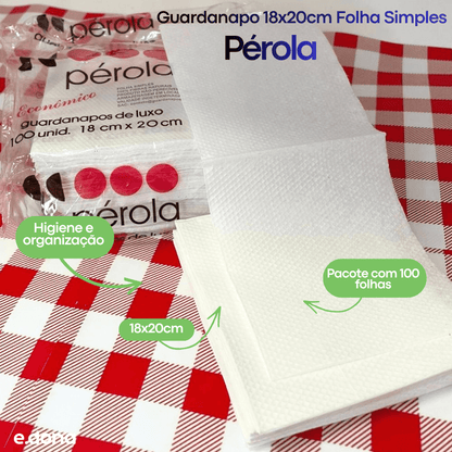 Guardanapo 18x20cm Folha Simples Pérola - 100 Folhas - e - dona