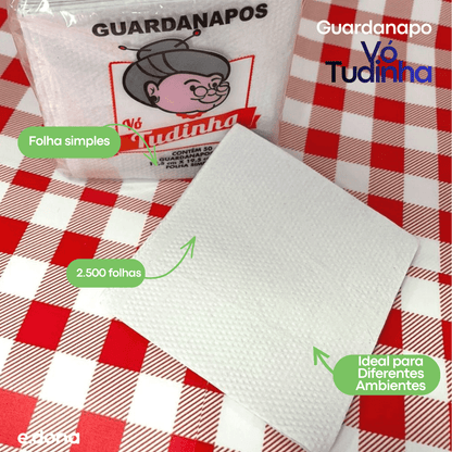 Guardanapo 19,5x19,5cm Vó Tudinha Folha Simples com 2.500 folhas - e - dona